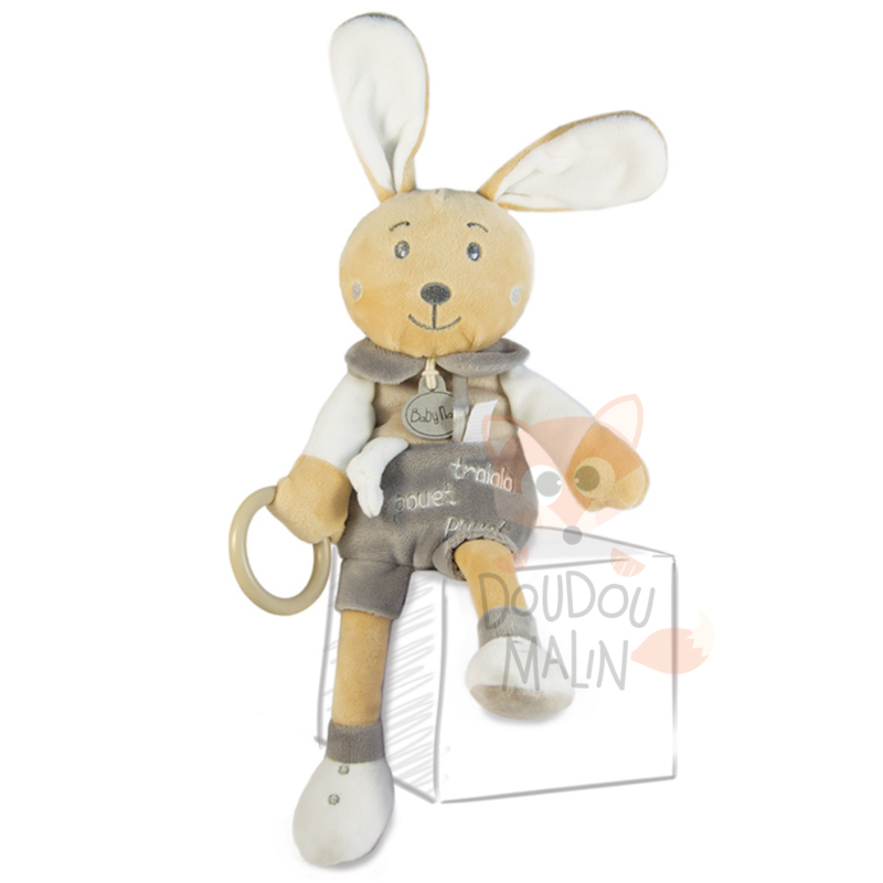 Perle et perlim pantin dactivité lapin gris beige blanc 